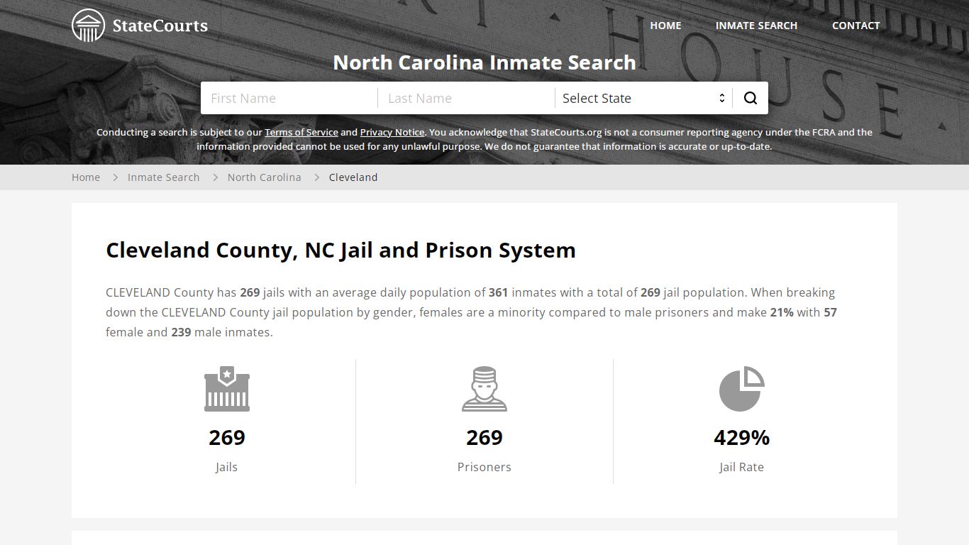 Cleveland County, NC Inmate Search - StateCourts