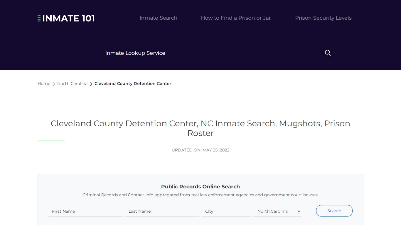 Cleveland County Detention Center, NC Inmate Search ...