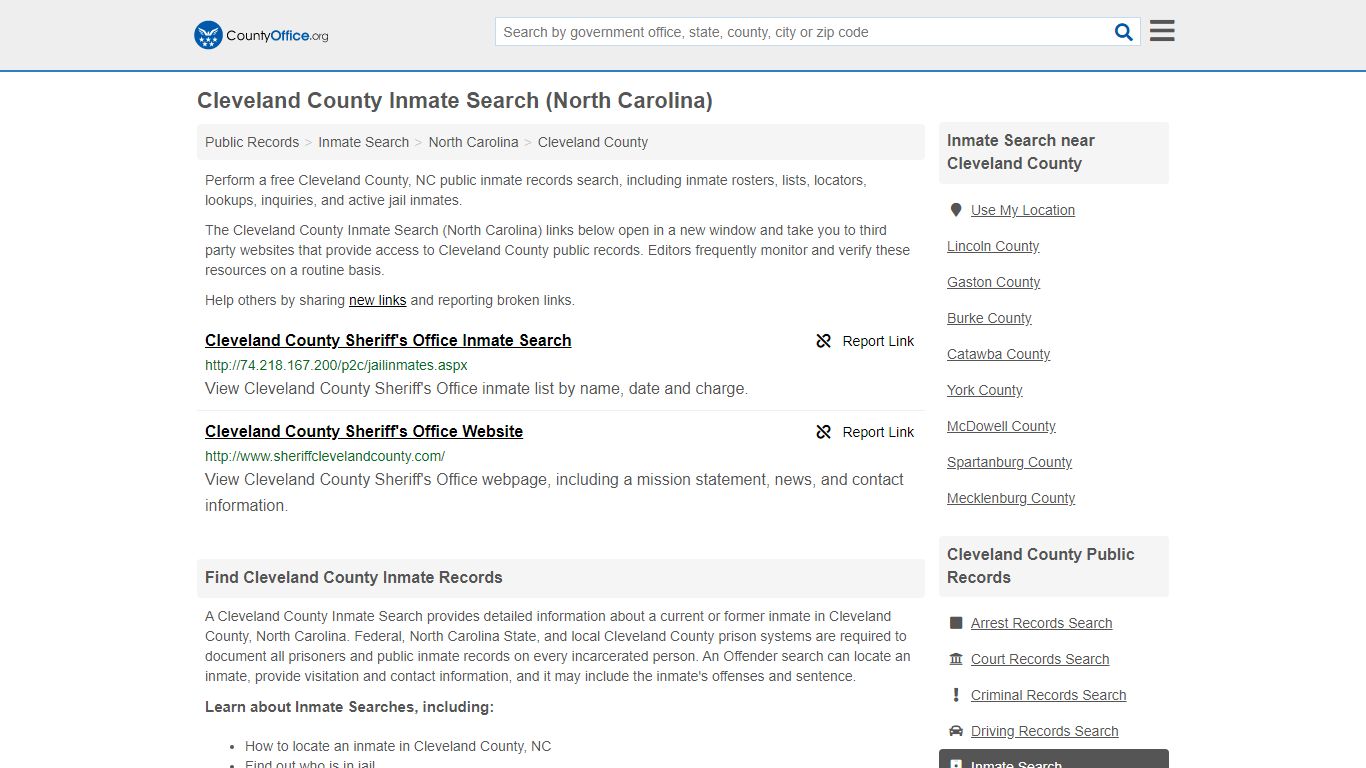 Inmate Search - Cleveland County, NC (Inmate Rosters ...